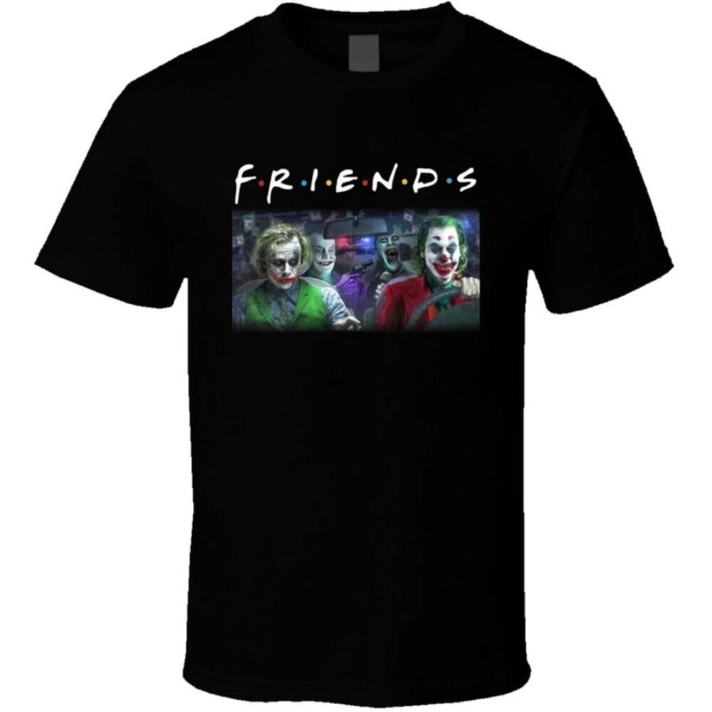 Friends Batman Joker Mashup Parody Graphic Tee Shirt Funny Retro Comic T-Shirt